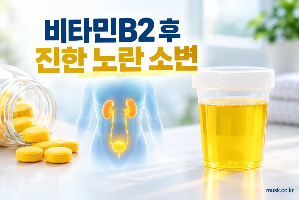 비타민B2 섭취 후 진한 노란색으로 보이는 소변