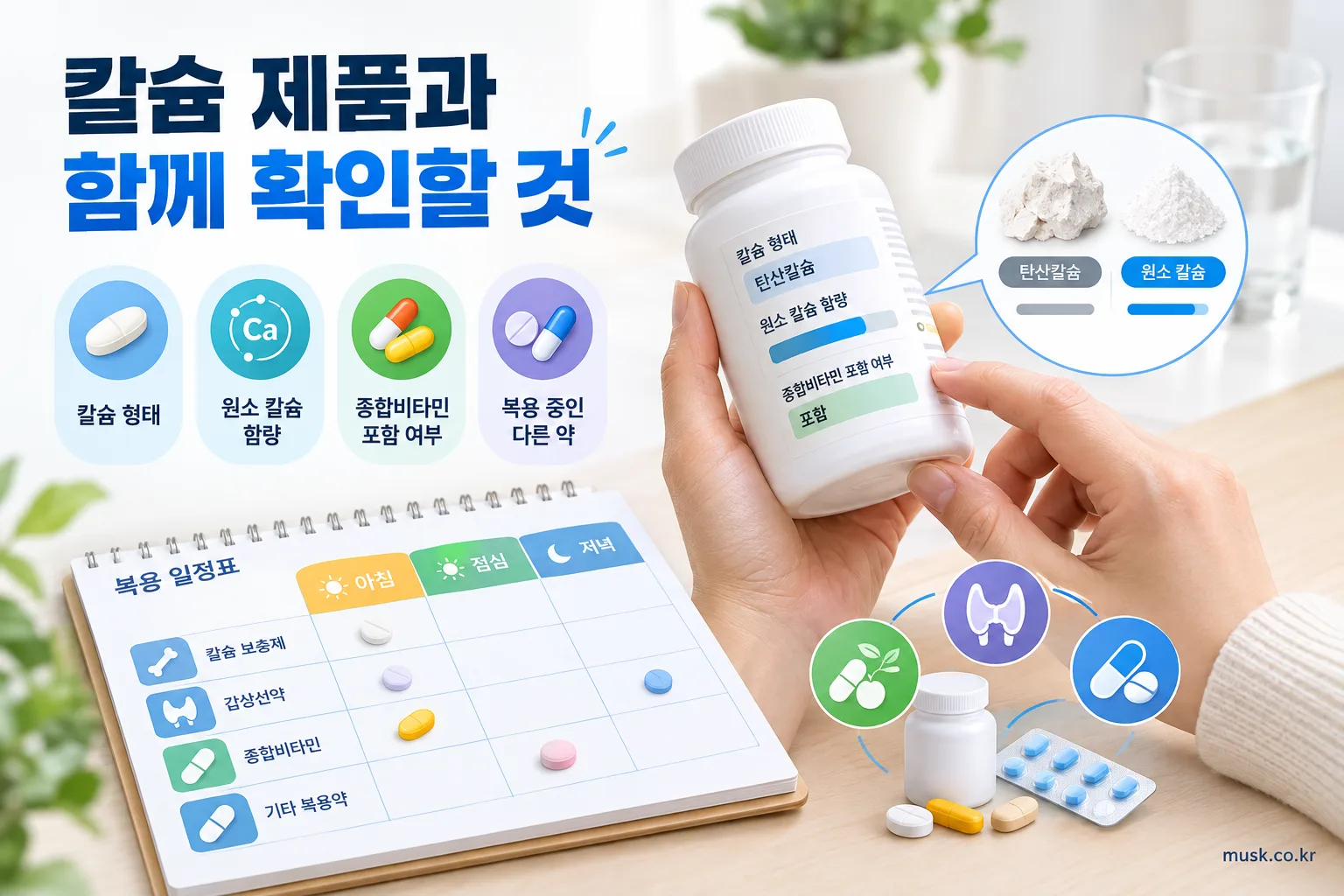 칼슘과 갑상선약 같이 먹어도 되나? 복용 간격 확인하기 3 칼슘 보충제의 형태와 원소 칼슘 함량 및 다른 약물 확인 안내