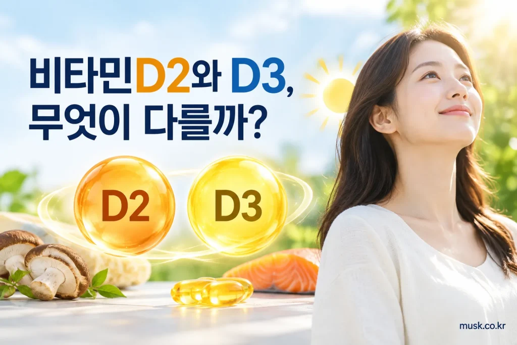 비타민D2와 비타민D3의 차이를 비교하는 대표 이미지