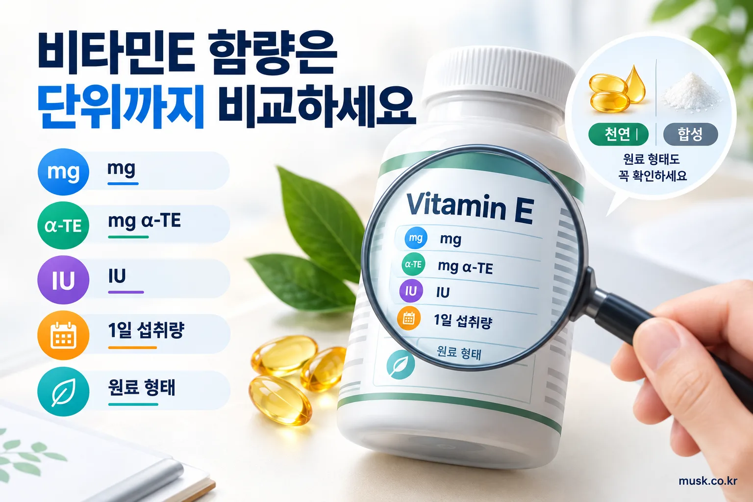천연 비타민E와 합성 비타민E는 어떻게 다를까 3 비타민E 제품의 mg, α-TE, IU와 1일 섭취량을 확인하는 방법