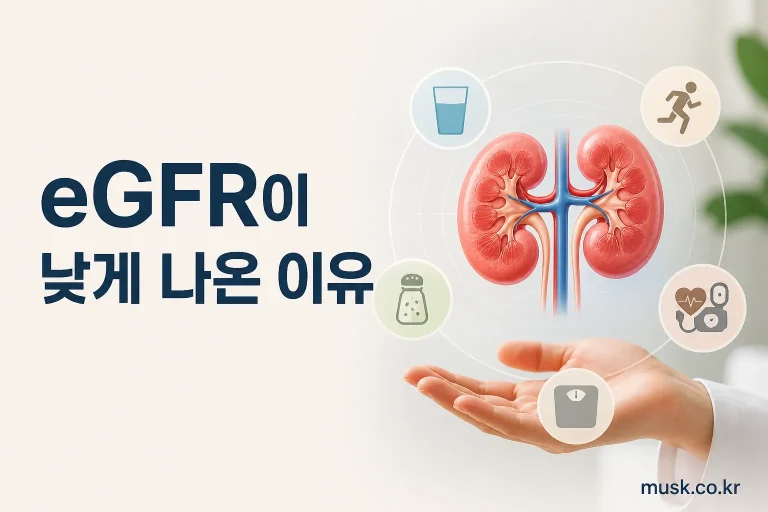 건강검진에서 낮은 eGFR 수치의 의미를 확인하는 이미지