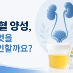 소변검사 잠혈 양성 결과를 확인하는 성인