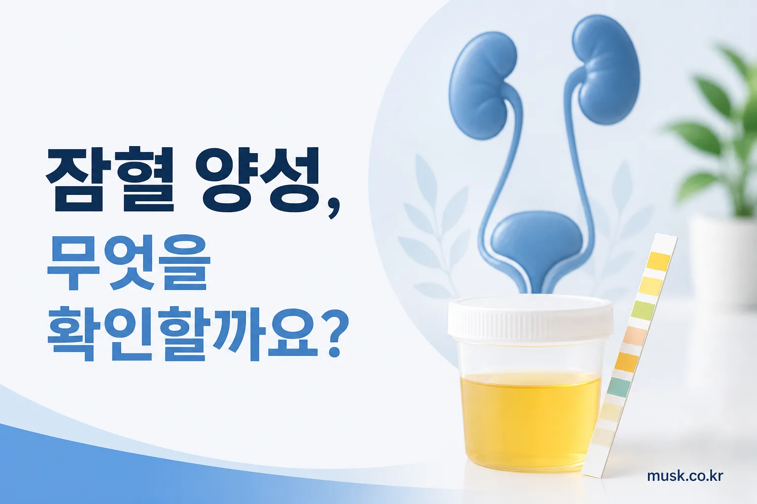 소변검사 잠혈 양성 결과를 확인하는 성인