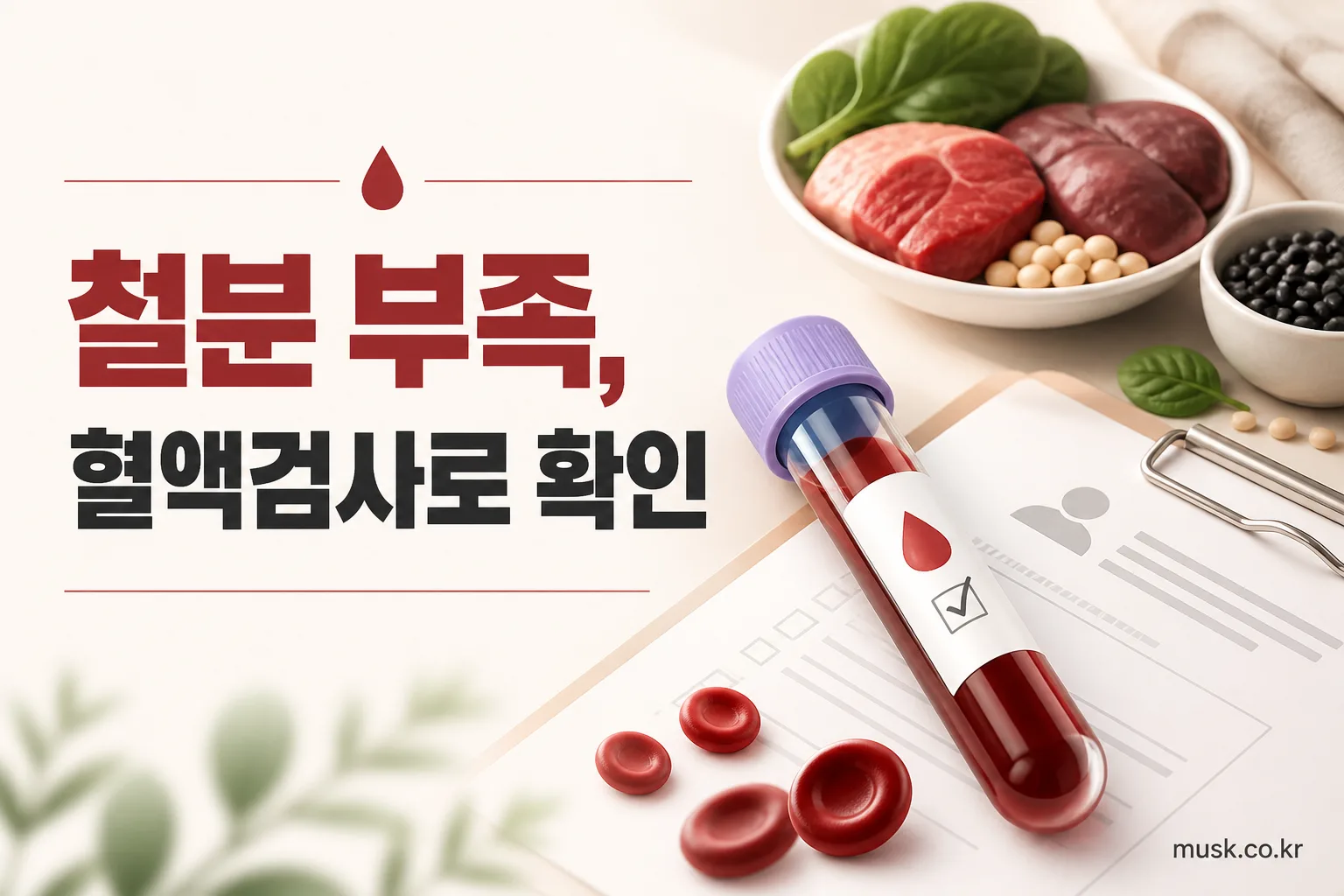 혈액검사로 철분 부족 여부를 확인하는 장면