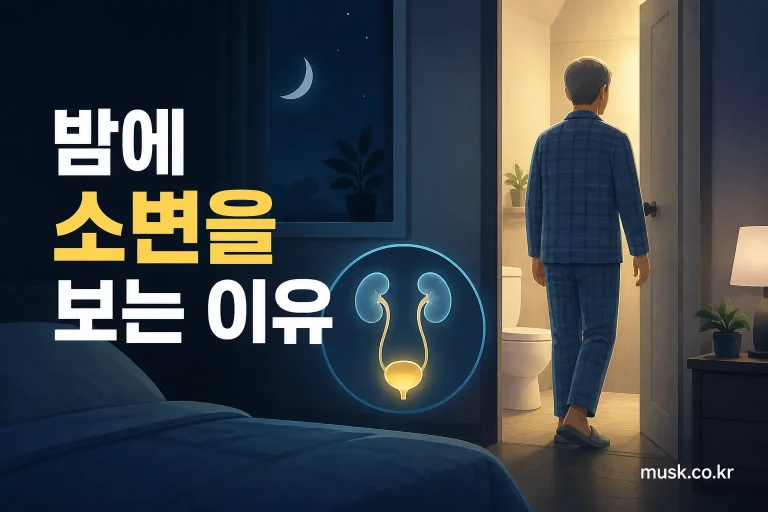 밤중에 소변을 보기 위해 화장실로 이동하는 성인