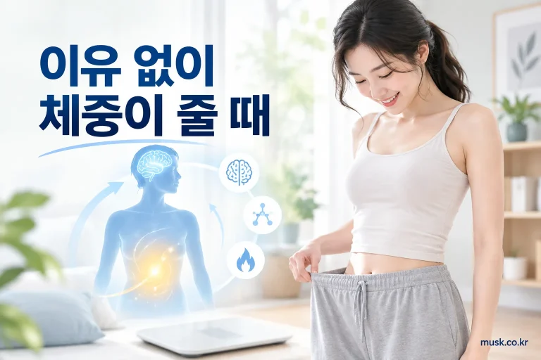 식단이나 운동 변화 없이 체중이 줄 때 원인과 진료 필요성을 확인하는 건강정보 이미지