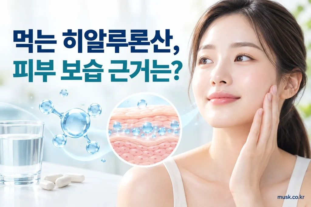 먹는 히알루론산의 피부 보습 근거를 설명하는 대표 이미지
