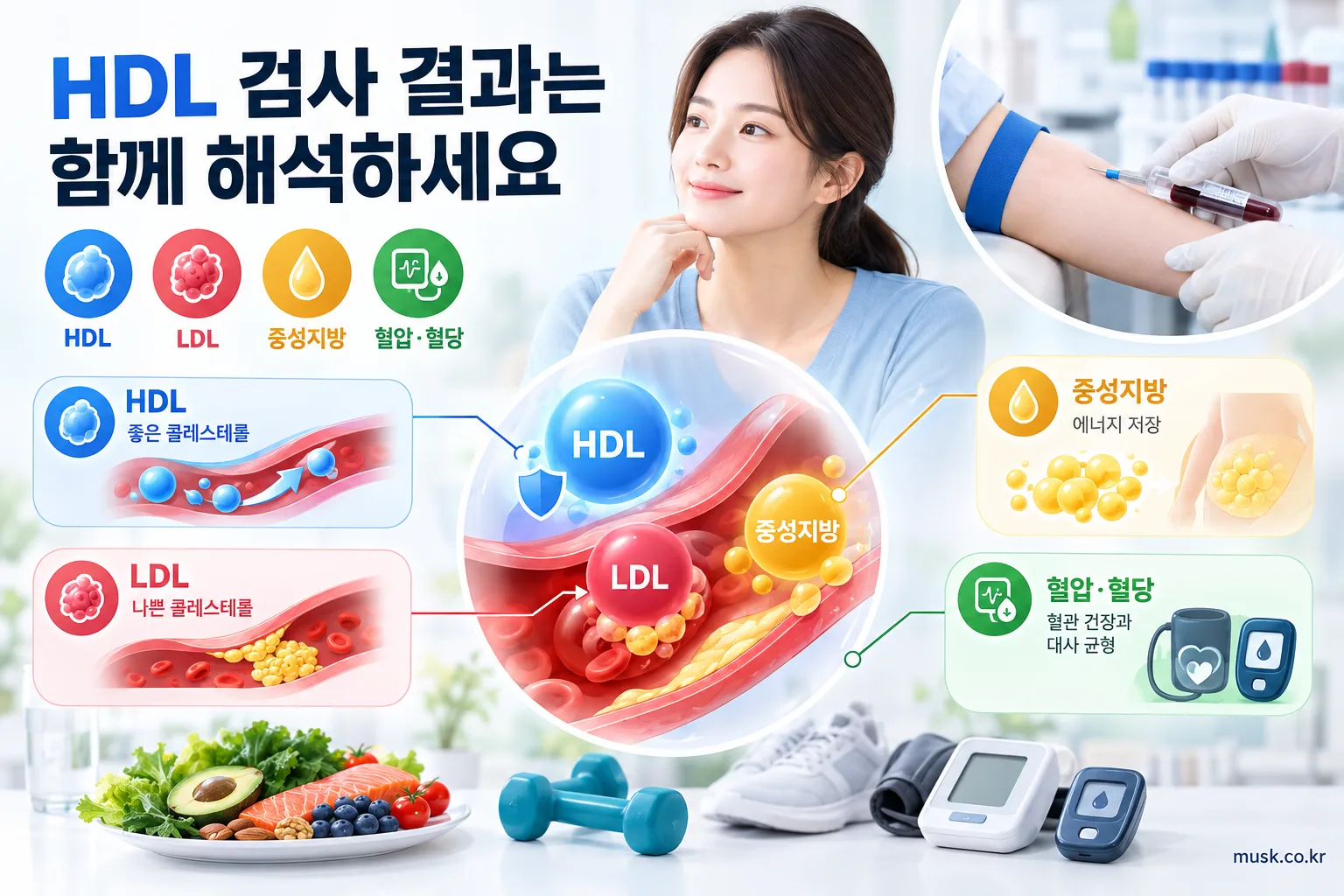 HDL 콜레스테롤이 낮으면 무슨 뜻인가 2 HDL 콜레스테롤을 LDL과 중성지방 등 다른 검사 수치와 함께 확인하는 인포그래픽