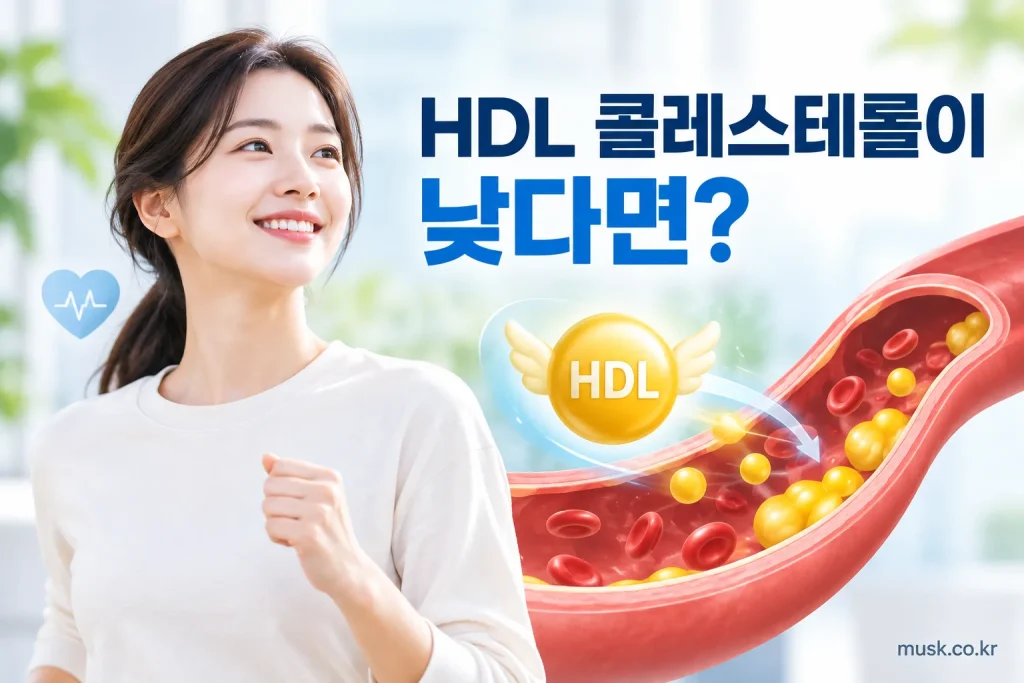 HDL 콜레스테롤이 낮은 건강검진 결과를 해석하는 모습