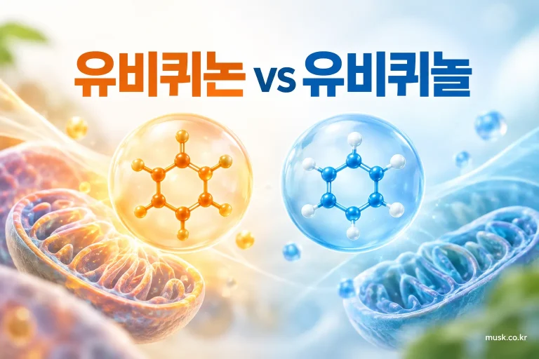 코엔자임Q10 유비퀴논과 유비퀴놀 차이를 비교한 이미지
