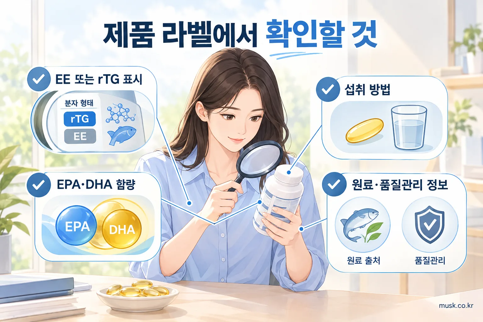 오메가3 제품 라벨에서 분자 형태와 EPA DHA 함량을 확인하는 방법
