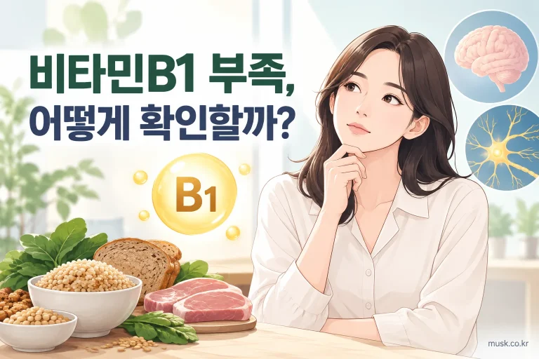 비타민B1 부족 확인 방법을 설명하는 건강 정보 이미지