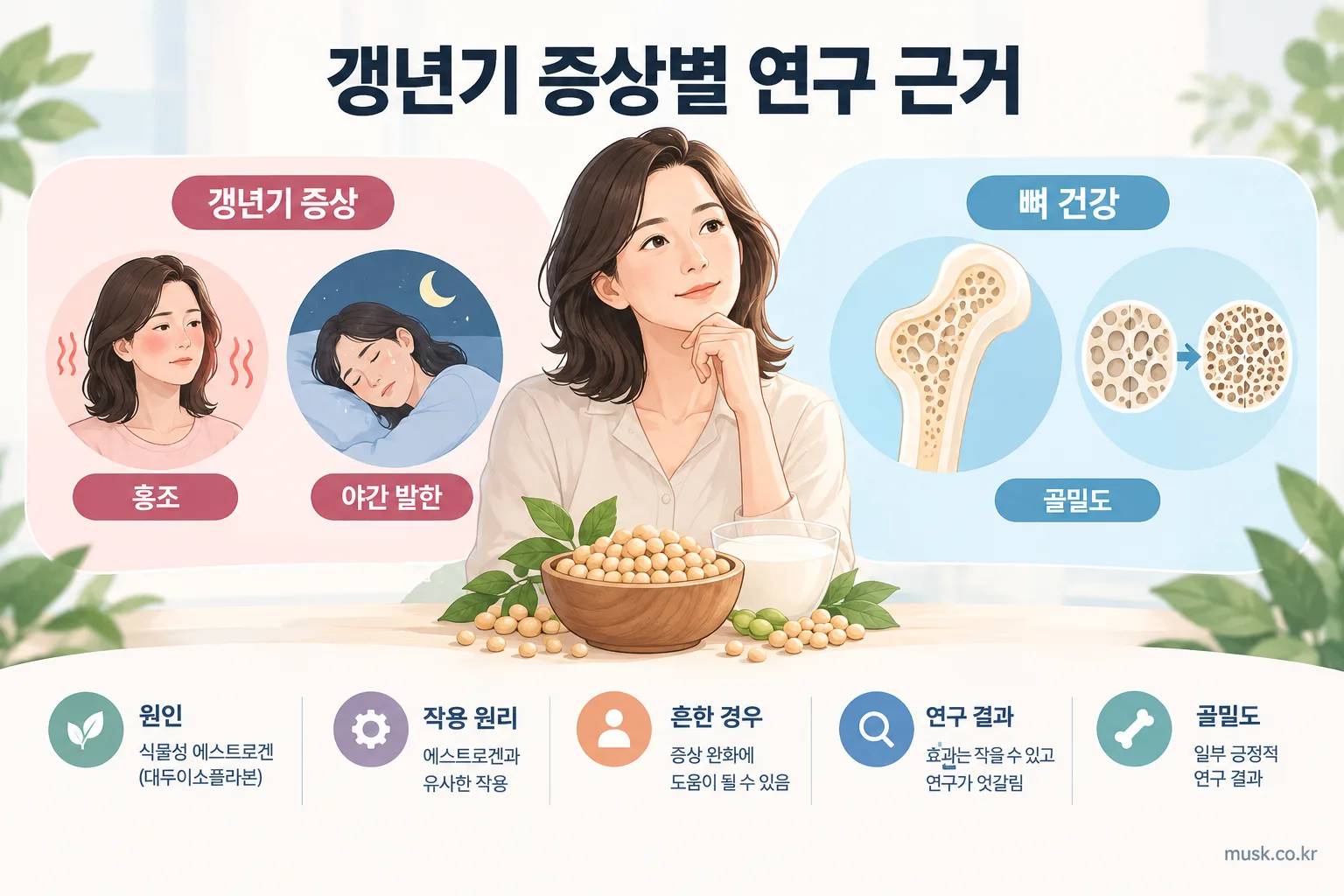 대두이소플라본의 갱년기 홍조와 골밀도 관련 연구 근거