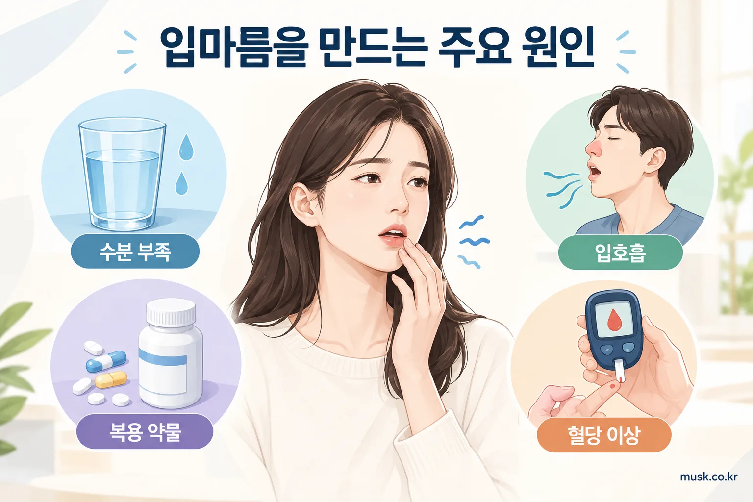 입이 자주 마르는 이유와 확인해야 할 상황 2 수분 부족과 입호흡, 약물, 혈당 이상 등 입마름의 주요 원인