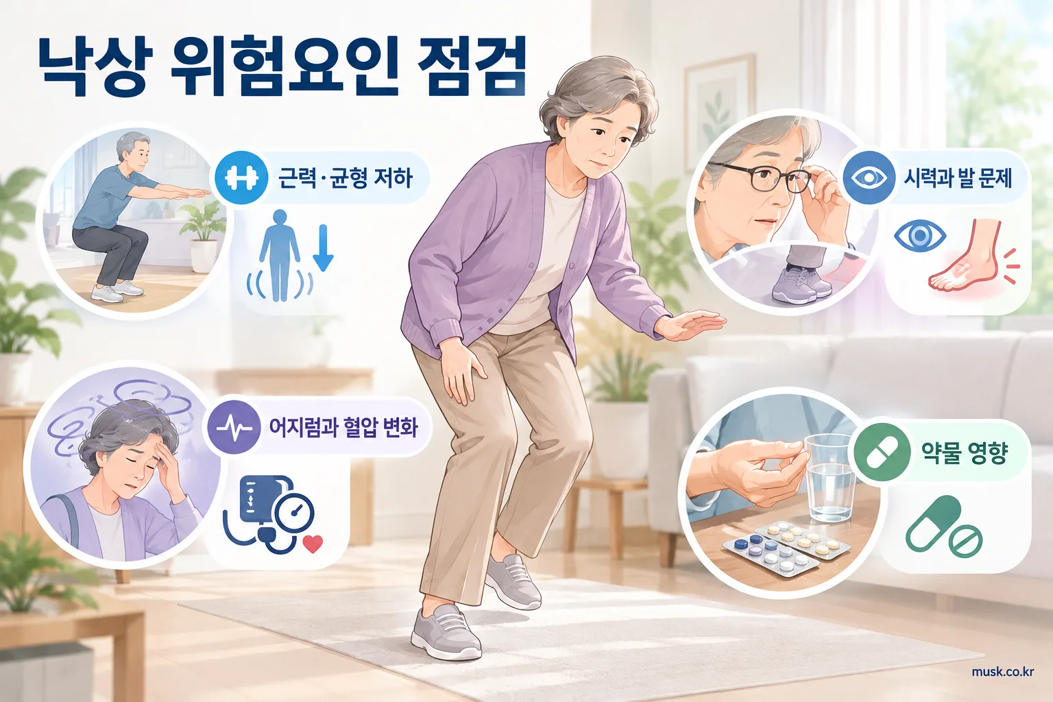 노인이 자주 넘어지는 이유 2 고령자의 낙상 위험요인인 근력 균형 시력 발 혈압 약물