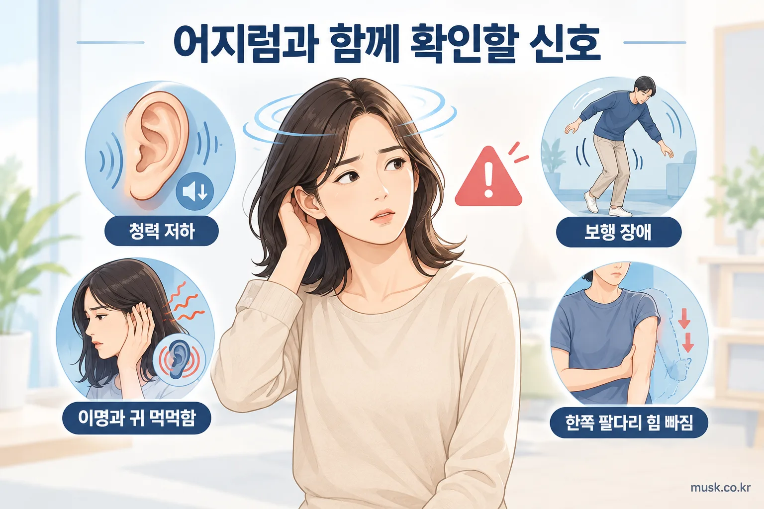 어지럼과 함께 나타나는 청력 저하와 보행 장애 등 확인 신호