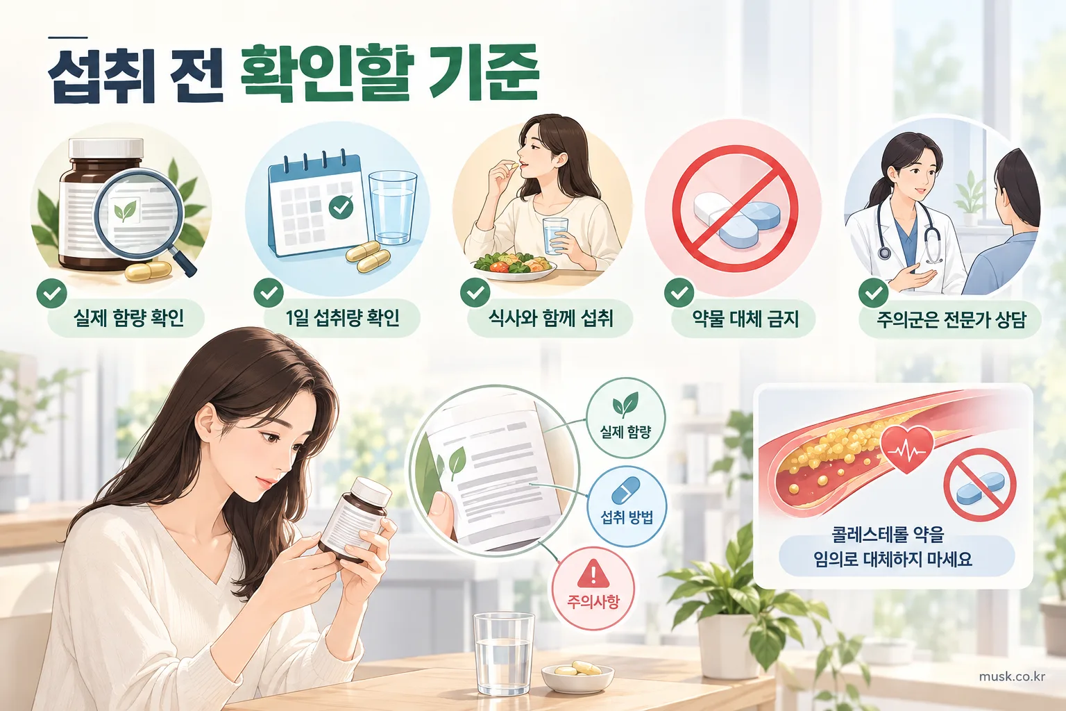 식물스테롤은 콜레스테롤 관리에 도움이 되나? 기능성과 섭취 기준 3 식물스테롤 건강기능식품의 함량과 섭취방법 및 주의사항 확인 기준