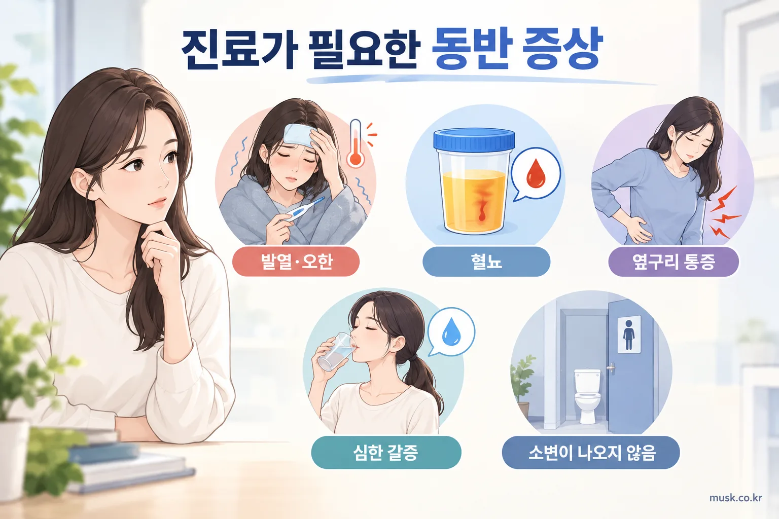 빈뇨와 함께 발열 혈뇨 옆구리 통증 심한 갈증이 있을 때 진료가 필요한 상황