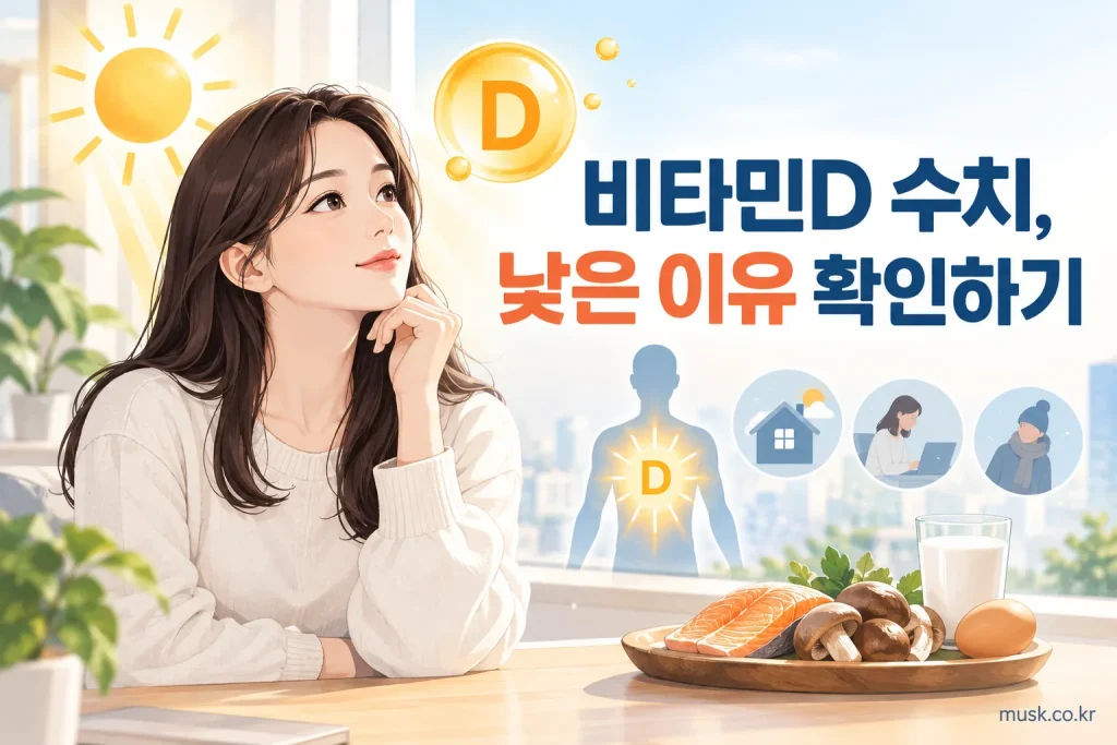 비타민D 수치가 낮게 나온 혈액검사 결과와 원인 확인을 상징하는 이미지