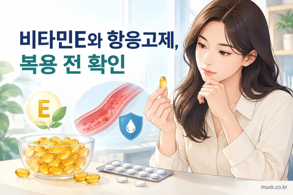 비타민E 보충제와 항응고제 복용 전 의료진 상담 안내 이미지