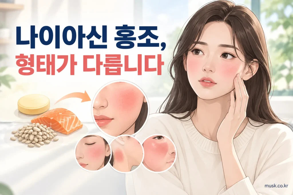 나이아신 섭취 후 얼굴 홍조와 니코틴산·니코틴아마이드 형태 차이
