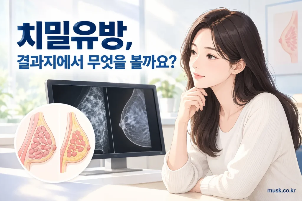 건강검진에서 치밀유방 결과를 확인하는 여성