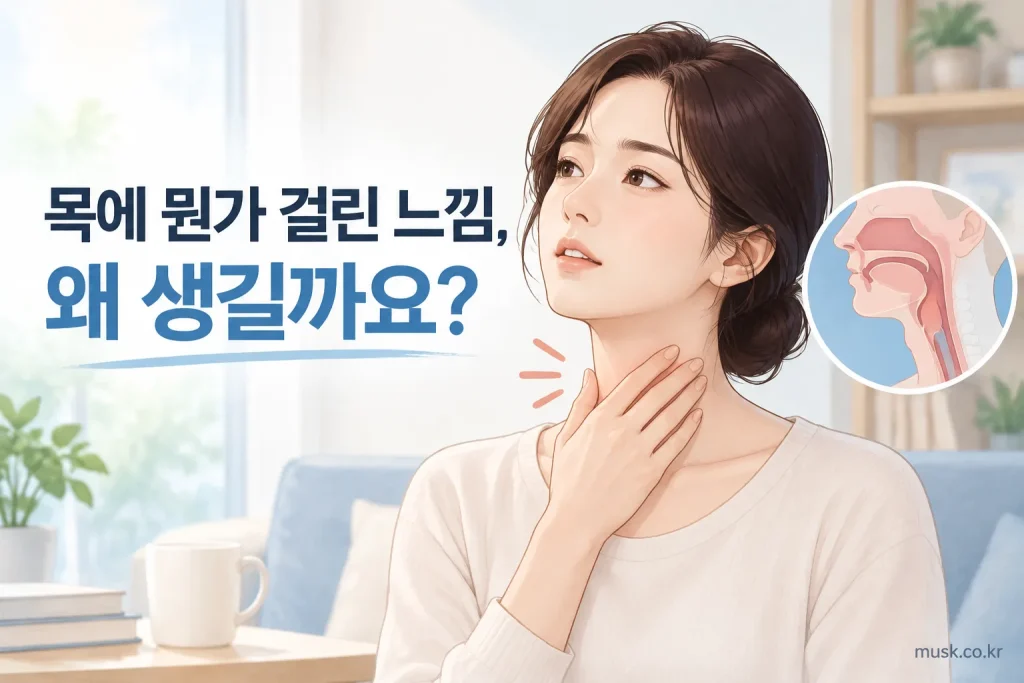 목에 뭔가 걸린 느낌이 계속되는 이유를 설명하는 이미지