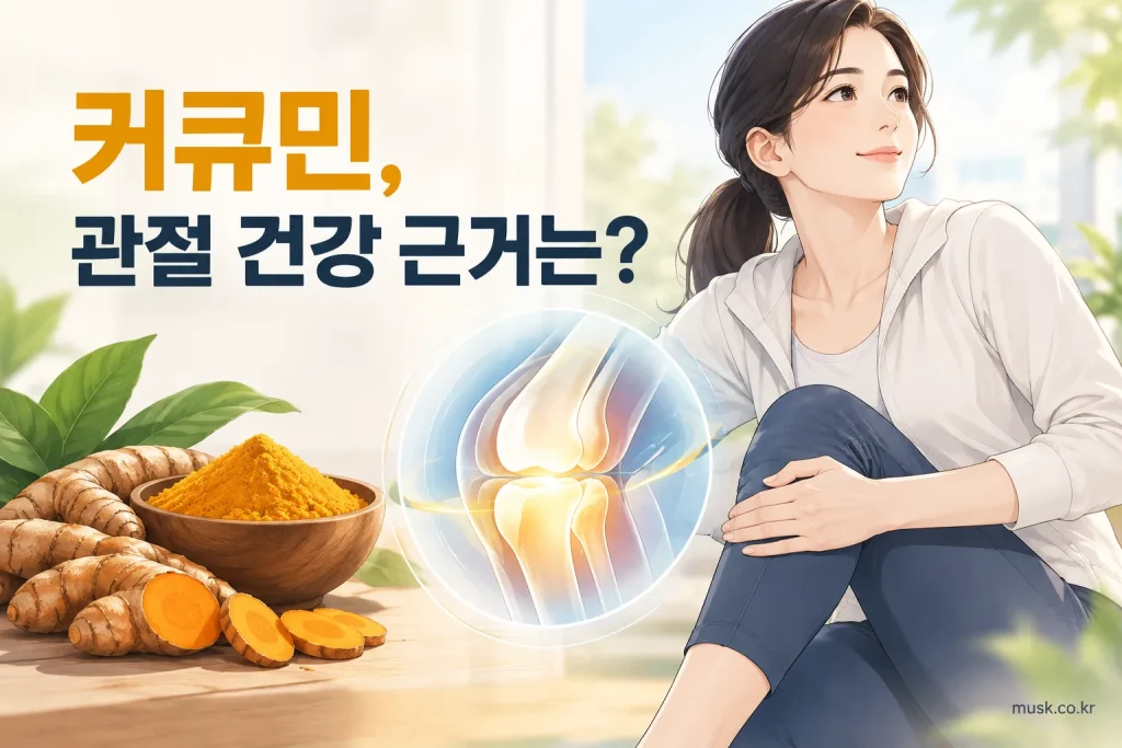 강황과 커큐민 보충제가 관절 건강에 미치는 연구 근거를 보여주는 이미지