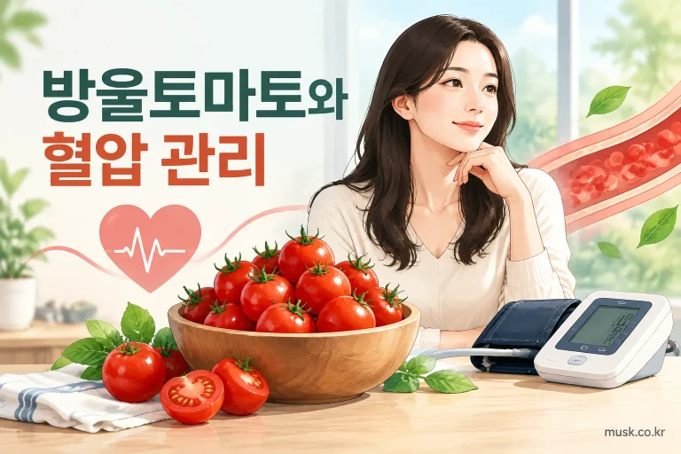 방울토마토와 혈압 관리 식단을 보여주는 이미지