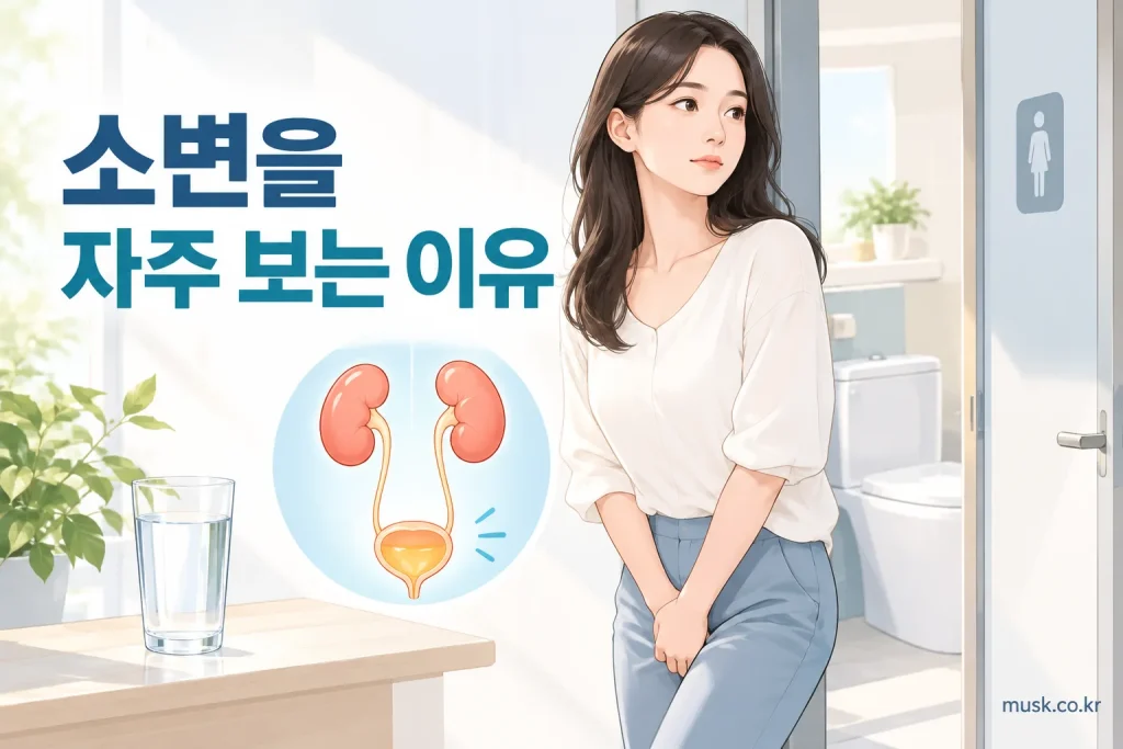 성인이 소변을 자주 보는 이유를 확인하는 건강정보 이미지