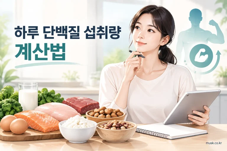 체중과 목표 기준을 곱해 하루 단백질 섭취량을 계산하는 방법