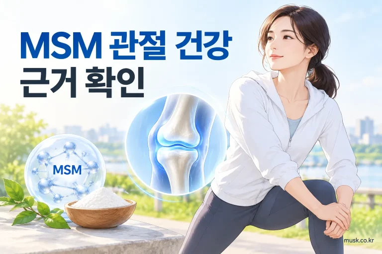 MSM의 관절 건강 기능성과 연구 근거를 확인하는 이미지